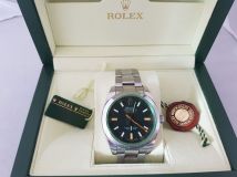 Rolex Milgauss Black Dial Domed Bezel Green Crystal Oyster Bracelet Unisex Watch 116400V
